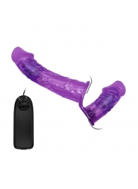 Женский фиолетовый страпон с вагинальной вибропробкой Ultra - 17,5 см. - Baile - купить с доставкой в Екатеринбурге