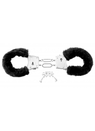 Меховые чёрные наручники Beginner s Furry Cuffs - Pipedream - купить с доставкой в Екатеринбурге