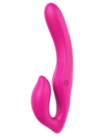 Ярко-розовый безремневой страпон REMOTE DOUBLE DIPPER - 22 см. - Dream Toys - купить с доставкой в Екатеринбурге
