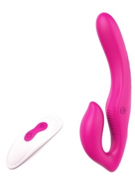 Ярко-розовый безремневой страпон REMOTE DOUBLE DIPPER - 22 см. - Dream Toys - купить с доставкой в Екатеринбурге