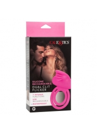 Ярко-розовое эрекционное кольцо Silicone Rechargeable Dual Clit Flicker - California Exotic Novelties - в Екатеринбурге купить с доставкой