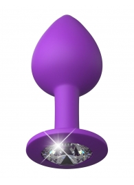 Фиолетовая анальная пробка со стразом Her Little Gem Medium Plug - 8,3 см. - Pipedream - купить с доставкой в Екатеринбурге