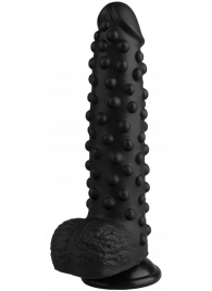 Черный анальный фаллоимитатор с пупырышками - 23,5 см. - Джага-Джага