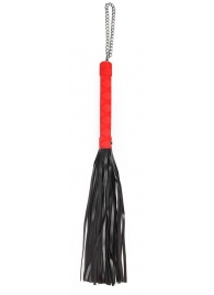 Черная многохвостая плеть-флоггер с красной ручкой - 40 см. - Notabu - купить с доставкой в Екатеринбурге