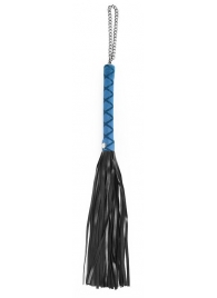 Черная многохвостая плеть-флоггер с синей ручкой - 40 см. - Notabu - купить с доставкой в Екатеринбурге