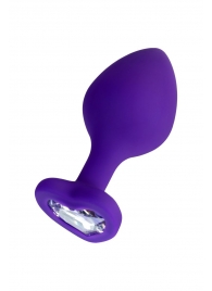 Фиолетовая анальная втулка Diamond Heart с прозрачным кристаллом - 8 см. - ToyFa - купить с доставкой в Екатеринбурге