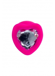 Розовая анальная втулка Diamond Heart с прозрачным кристаллом - 9,5 см. - ToyFa - купить с доставкой в Екатеринбурге