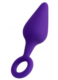 Фиолетовая анальная втулка Bung с петелькой - 11,5 см. - ToyFa