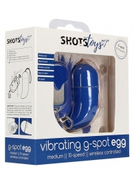 Синее виброяйцо Medium Wireless Vibrating G-Spot Egg с пультом - 7,5 см. - Shots Media BV