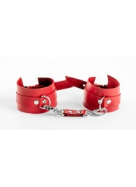 Красные наручники из натуральной кожи - БДСМ Арсенал - купить с доставкой в Екатеринбурге