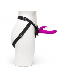 Лиловый страпон Rechargeable Vibrating Strap-On Harness Set - 17,6 см. - Happy Rabbit - купить с доставкой в Екатеринбурге