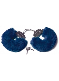 Шикарные темно-синие меховые наручники с ключиками - Le Frivole - купить с доставкой в Екатеринбурге