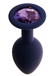 Черничная анальная пробка с фиолетовым кристаллом Gamma L - 9,4 см. - Le Frivole - купить с доставкой в Екатеринбурге
