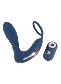 Синий вибростимулятор простаты с кольцом - 14,5 см. - Orion - в Екатеринбурге купить с доставкой