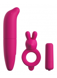 Ярко-розовый вибронабор для пар Couples Vibrating Starter Kit - Pipedream