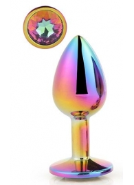 Голографическая анальная втулка с радужным кристаллом - 7,1 см. - Dream Toys - купить с доставкой в Екатеринбурге