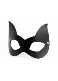 Черная кожаная маска с прорезями для глаз и ушками - БДСМ Арсенал - купить с доставкой в Екатеринбурге