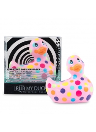 Розовый вибратор-уточка I Rub My Duckie 2.0 Happiness в разноцветный горох - Big Teaze Toys - купить с доставкой в Екатеринбурге