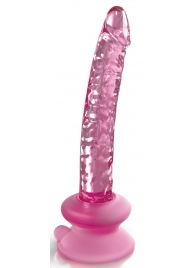 Розовый стеклянный фаллоимитатор Icicles №86 с силиконовой присоской - 17 см. - Pipedream
