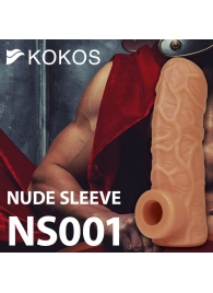 Телесная открытая насадка-реалистик с подхватом мошонки Nude Sleeve L - 14 см. - KOKOS - в Екатеринбурге купить с доставкой