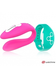 Розовый вибратор для пар с зеленым пультом-часами Weatwatch Dual Pleasure Vibe - DreamLove