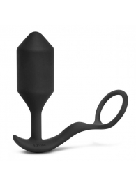 Черная анальная вибропробка с эрекционным кольцом Vibrating Snug   Tug XL - b-Vibe