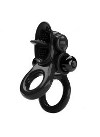 Черное эрекционное кольцо с подхватом мошонки и стимулятором клитора Passionate Ring - Baile - в Екатеринбурге купить с доставкой