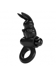 Черное эрекционное кольцо со стимулятором клитора в виде кролика Exciting ring - Baile - в Екатеринбурге купить с доставкой