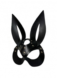 Черная кожаная маска зайки Miss Bunny - БДСМ Арсенал - купить с доставкой в Екатеринбурге