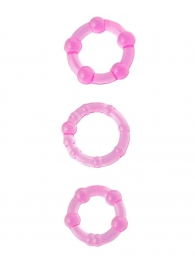 Набор из 3 стимулирующих эрекционных колец розового цвета - Toyfa Basic - в Екатеринбурге купить с доставкой