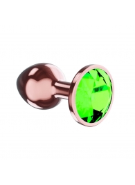 Пробка цвета розового золота с лаймовым кристаллом Diamond Emerald Shine S - 7,2 см. - Lola Games - купить с доставкой в Екатеринбурге