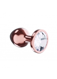 Пробка цвета розового золота с прозрачным кристаллом Diamond Moonstone Shine S - 7,2 см. - Lola Games - купить с доставкой в Екатеринбурге