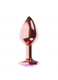 Пробка цвета розового золота с лиловым кристаллом Diamond Quartz Shine L - 8,3 см. - Lola Games - купить с доставкой в Екатеринбурге