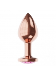 Пробка цвета розового золота с лиловым кристаллом Diamond Quartz Shine S - 7,2 см. - Lola Games - купить с доставкой в Екатеринбурге