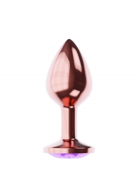 Пробка цвета розового золота с фиолетовым кристаллом Diamond Amethyst Shine L - 8,3 см. - Lola Games - купить с доставкой в Екатеринбурге