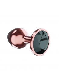 Пробка цвета розового золота с черным кристаллом Diamond Jet Shine L - 8,3 см. - Lola Games - купить с доставкой в Екатеринбурге