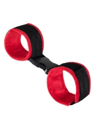 Красно-черные велюровые наручники Anonymo - ToyFa - купить с доставкой в Екатеринбурге