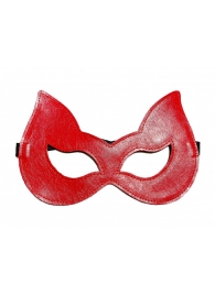 Двусторонняя красно-черная маска с ушками из эко-кожи - БДСМ Арсенал - купить с доставкой в Екатеринбурге