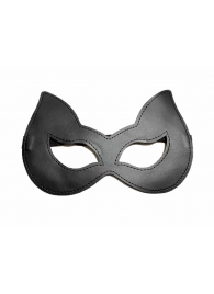 Черная лаковая маска с ушками из эко-кожи - БДСМ Арсенал - купить с доставкой в Екатеринбурге