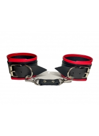 Черно-красные наручники из эко-кожи - БДСМ Арсенал - купить с доставкой в Екатеринбурге