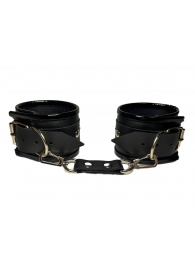Черные наручники из эко-кожи - БДСМ Арсенал - купить с доставкой в Екатеринбурге
