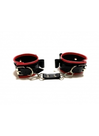 Черно-красные наручники с бантиками из эко-кожи - БДСМ Арсенал - купить с доставкой в Екатеринбурге