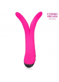 Ярко-розовый перезаряжаемый сплит-вибратор - 22 см. - Cosmo