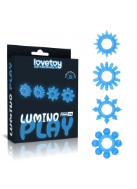 Набор из 4 голубых, светящихся в темноте эрекционных колец Lumino Play - Lovetoy - в Екатеринбурге купить с доставкой