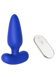 Синяя анальная пробка с пультом ДУ Remote Anal Plug - 12 см. - Dream Toys