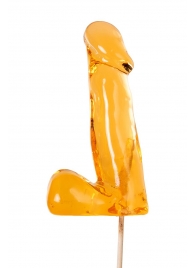 Оранжевый леденец в форме пениса со вкусом аморетто - Sosuчki - купить с доставкой в Екатеринбурге