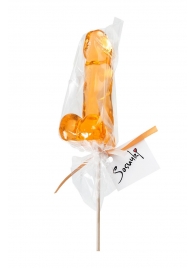 Оранжевый леденец в форме пениса со вкусом аморетто - Sosuчki - купить с доставкой в Екатеринбурге
