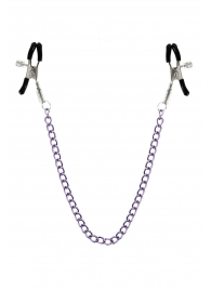 Зажимы для сосков с фиолетовой цепочкой Sweet Caress Nipple Chain - Sweet Caress - купить с доставкой в Екатеринбурге