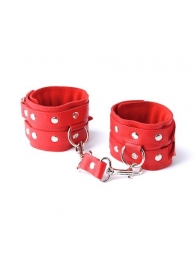 Красные кожаные наручники с велюровой подкладкой - Sitabella - купить с доставкой в Екатеринбурге