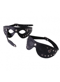 Чёрная кожаная маска с велюровой подкладкой - Sitabella - купить с доставкой в Екатеринбурге